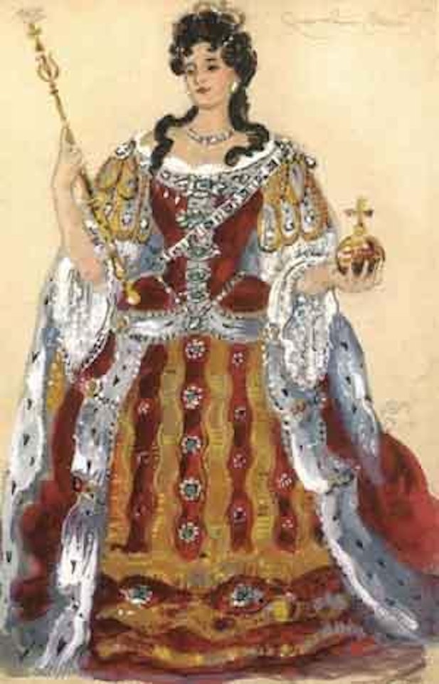 Projets de costume pour La Reine Anne d'Angleterre by Mstislav Valerianovich Dobuzhinsky