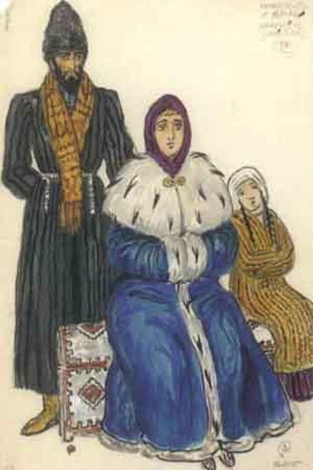 Projet de costume pour les habitants de Moscou, Guerre et Paix by Mstislav Valerianovich Dobuzhinsky