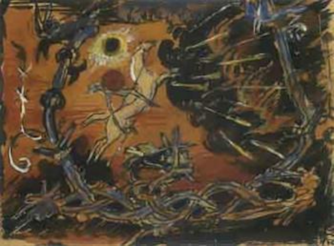 Scene de rideau pour Les Danses Polovtsiennes, Opera de Paris by Mstislav Valerianovich Dobuzhinsky