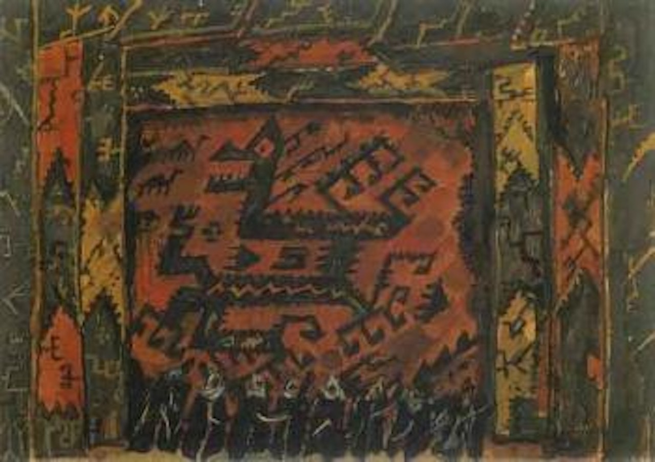 Rideau de scene dans Le Prisonnier du Caucase by Mstislav Valerianovich Dobuzhinsky