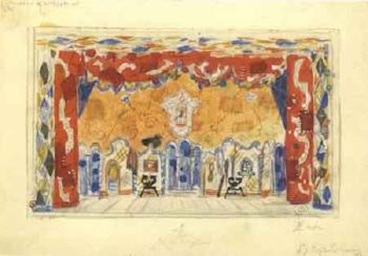 IIIe Acte, Les Quatre Rustres, New York by Mstislav Valerianovich Dobuzhinsky