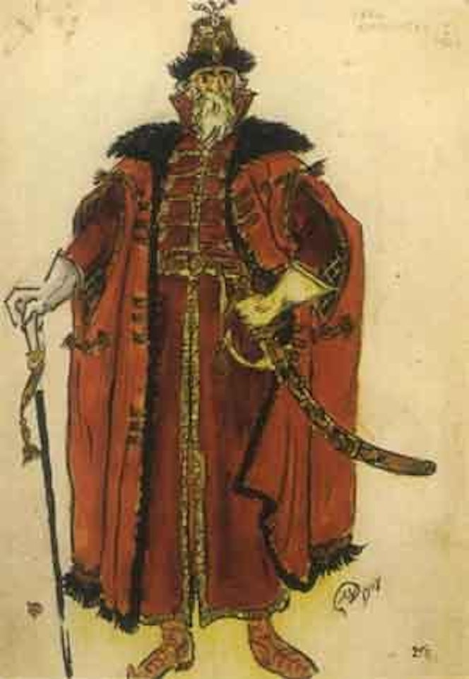 Projet de costume pour le Prince Ivan Khovantski, Khovantchina by Mstislav Valerianovich Dobuzhinsky