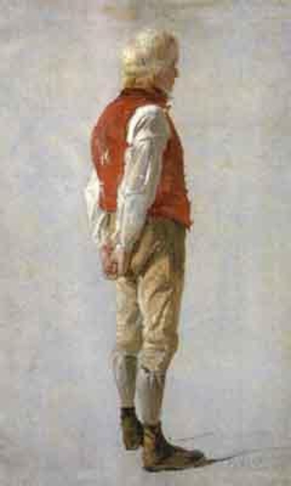Study of a groom with red waistcoat by Thomas Sidney Cooper