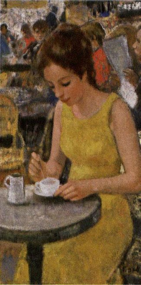 Marie-Lize a la robe jaune, terrasse de la Coupole, Montparnasse by François Gall