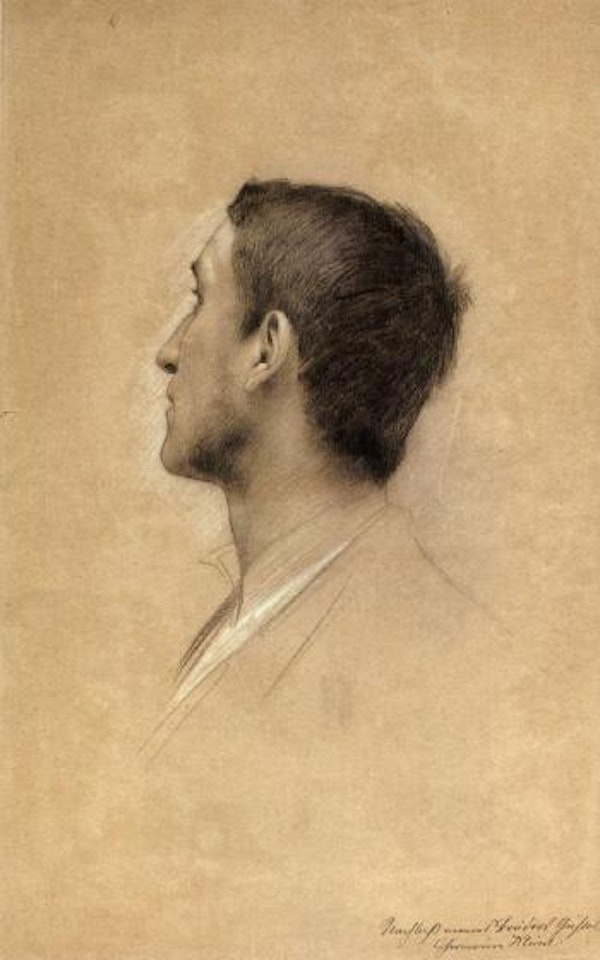 Portrait of a young man in profile by Gustav Klimt