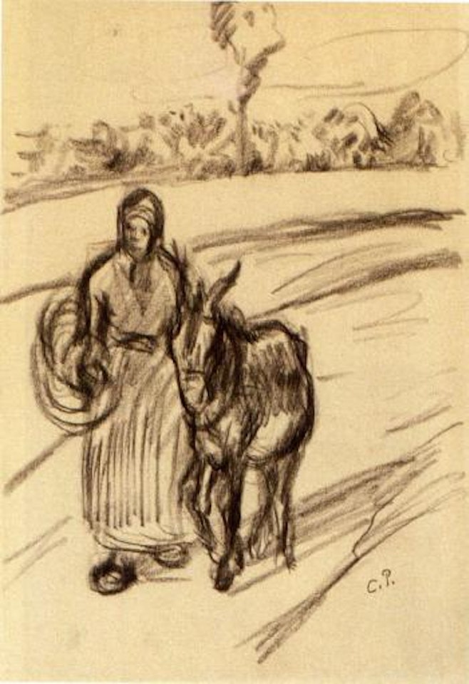 Une femme avec un ane by Camille Pissarro