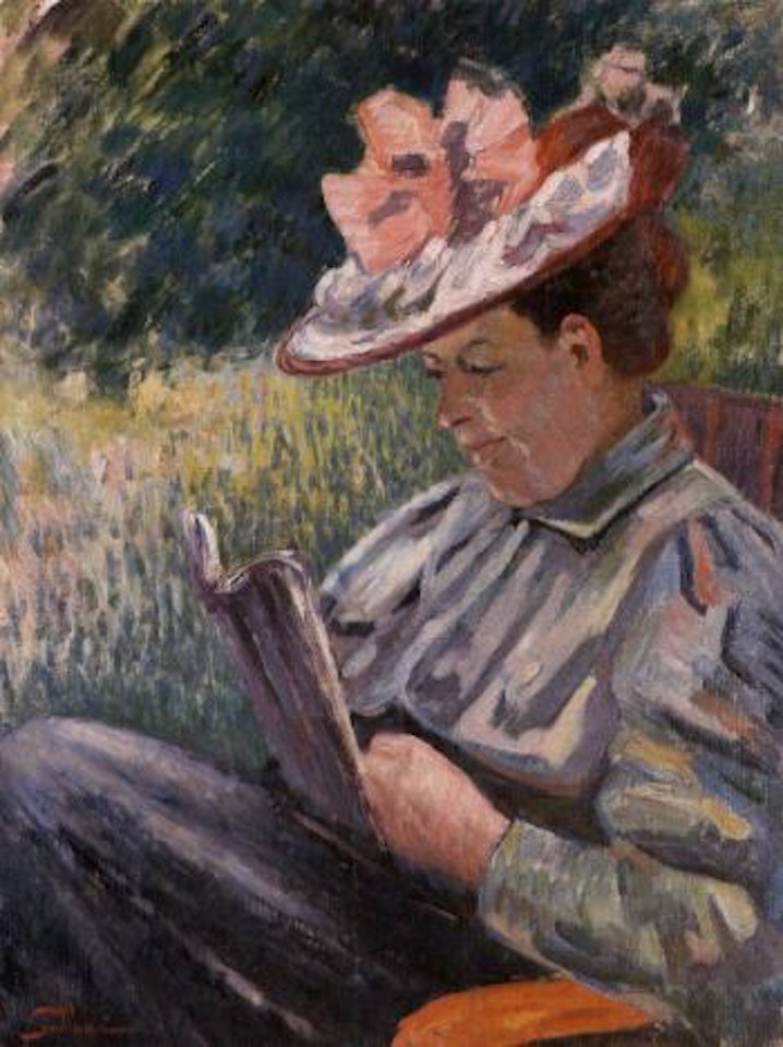 Madame Guillaumin lisant dans le jardin by Armand Guillaumin