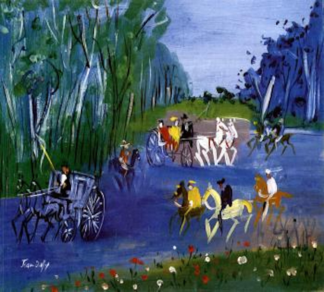 Caleches et cavaliers au Bois de Boulogne by Jean Dufy