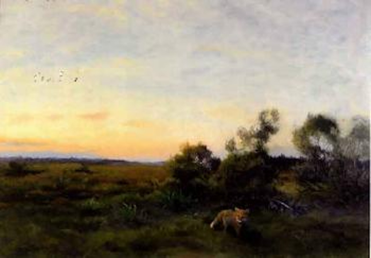 Fox at twilight by Bruno Liljefors