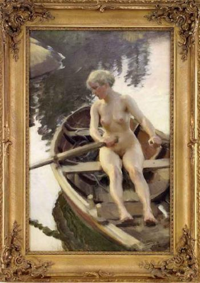 Sjoblom's punt - female nude rowing by Anders Zorn