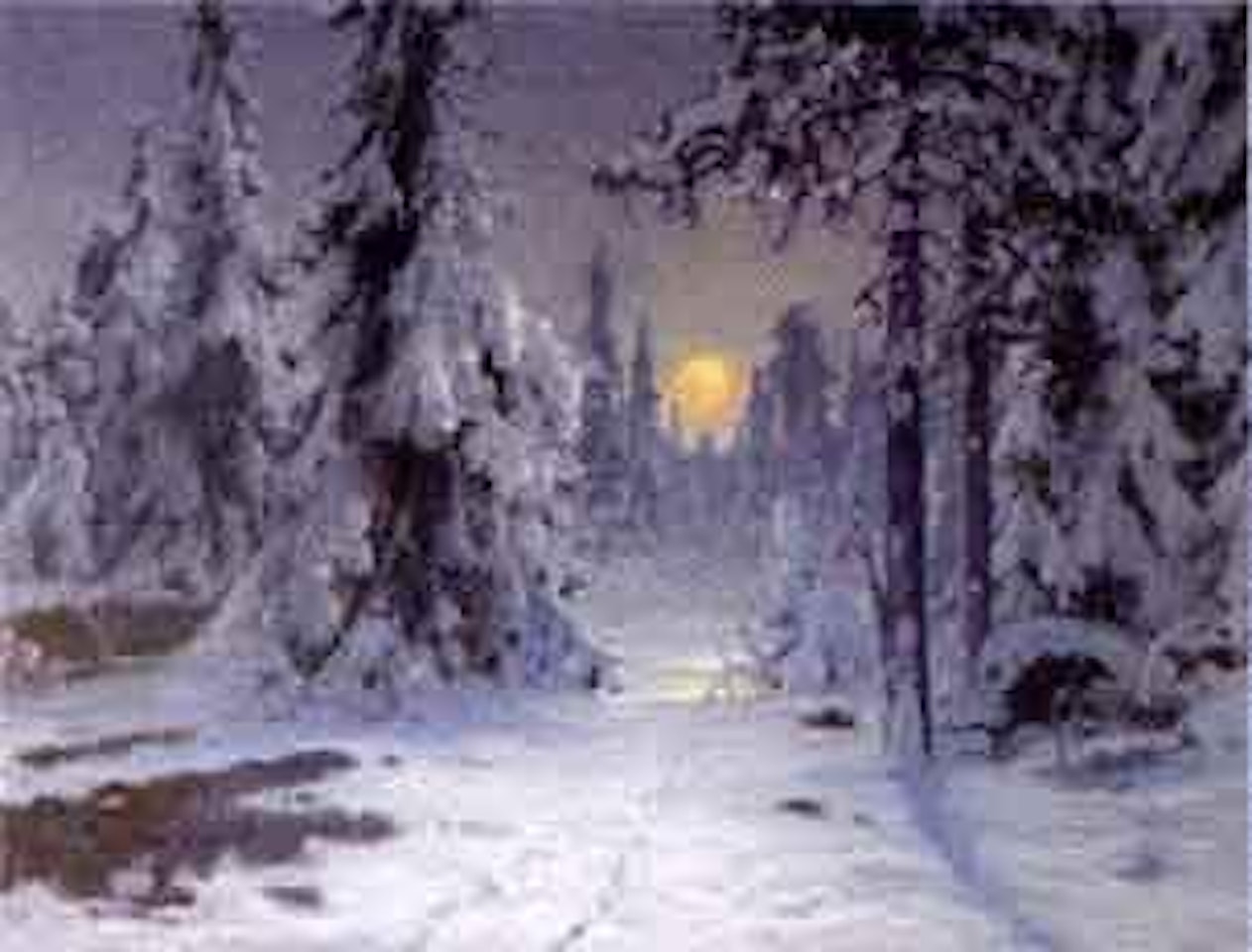 Winter landscape with moonlight by Carl Brandt