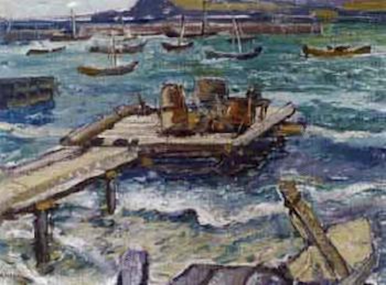 Tide in the harbour by Arthur Lismer