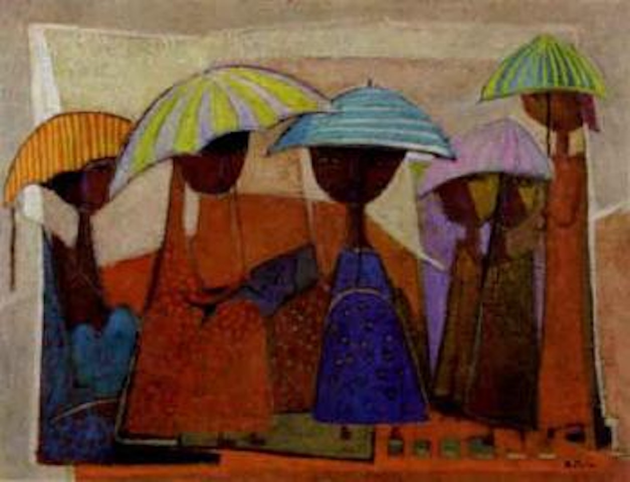 Girls with umbrellas by Angel Botello