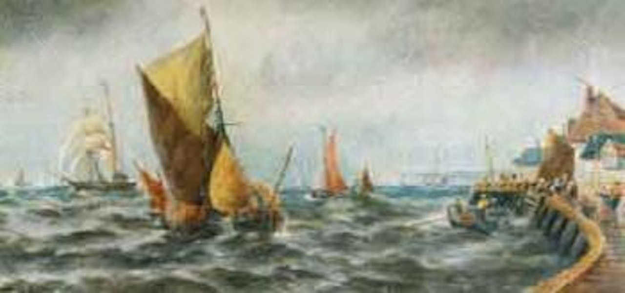 Shipping off a pier by Thomas Bush Hardy