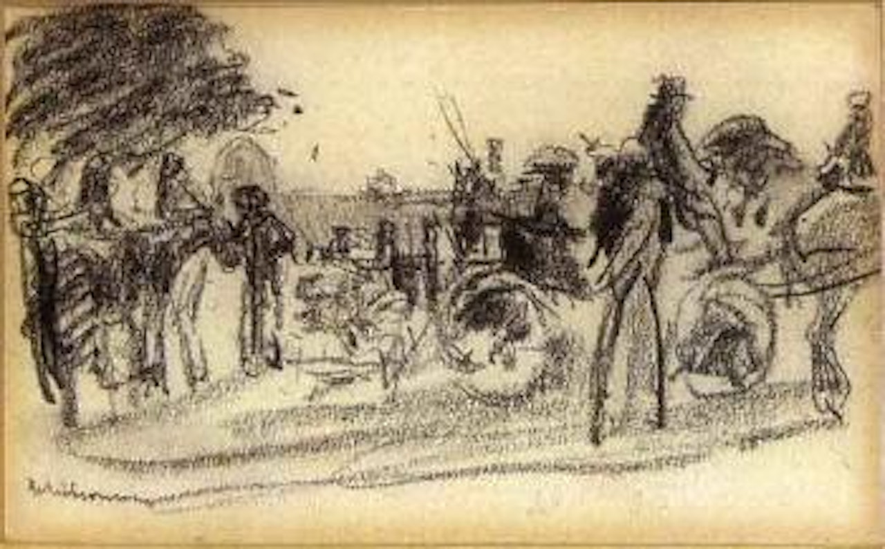 Horse racing on Monte Pincio by Max Liebermann