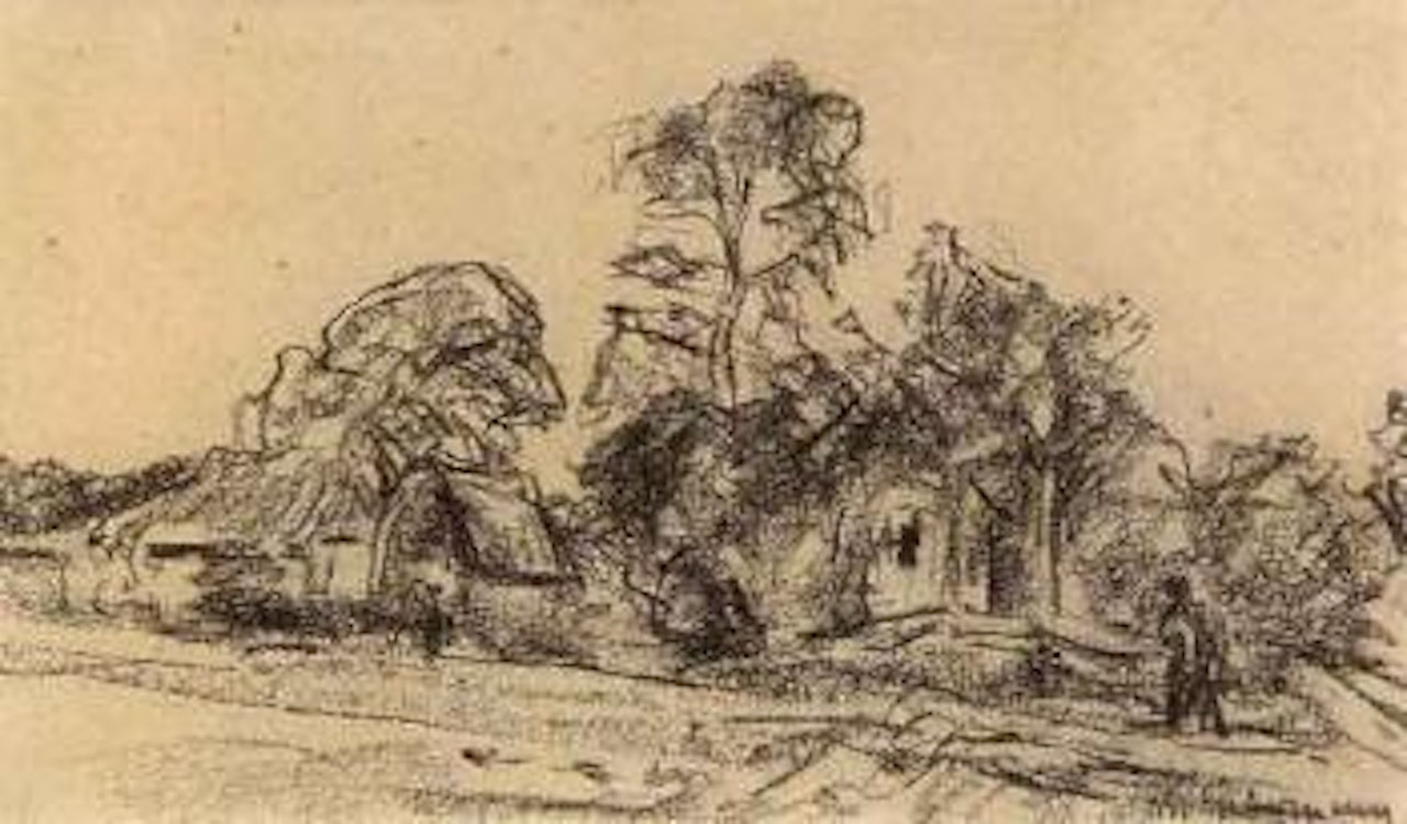 Landscape with farmsteads under trees by Max Liebermann