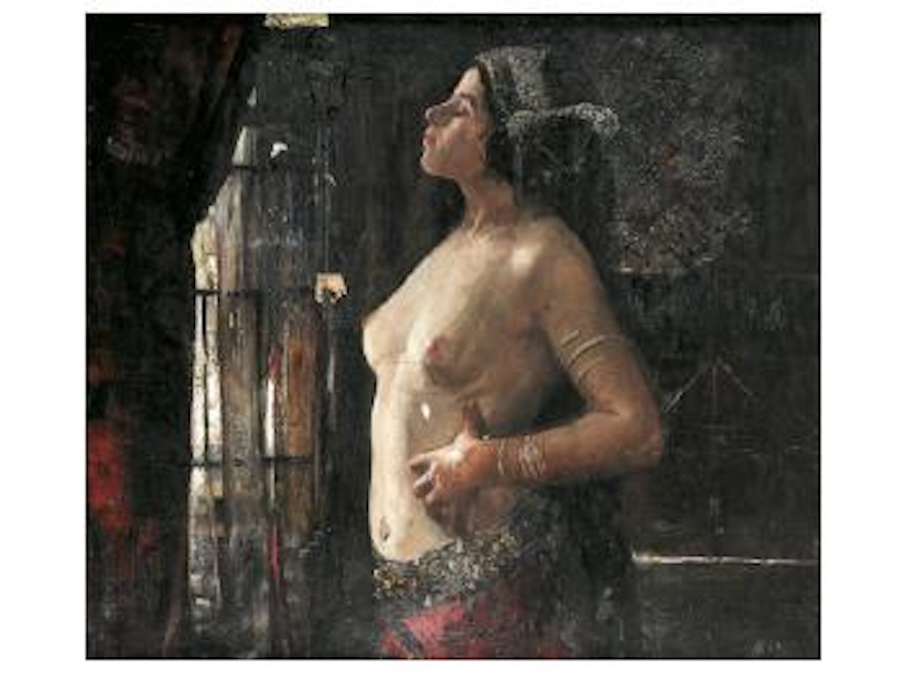 Semi nude by a window by Gyula Tornai