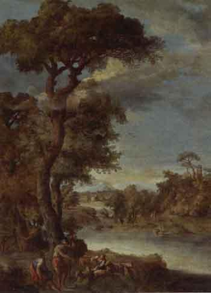 Pastoral landscape with resting figures by Italian School