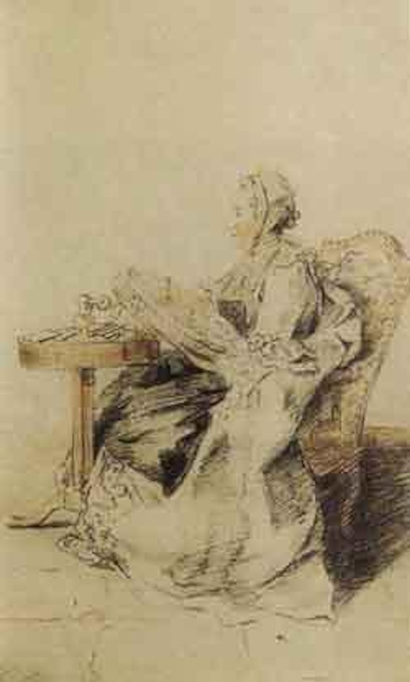 Lady with needlepoint by Louis Carrogis Carmontelle