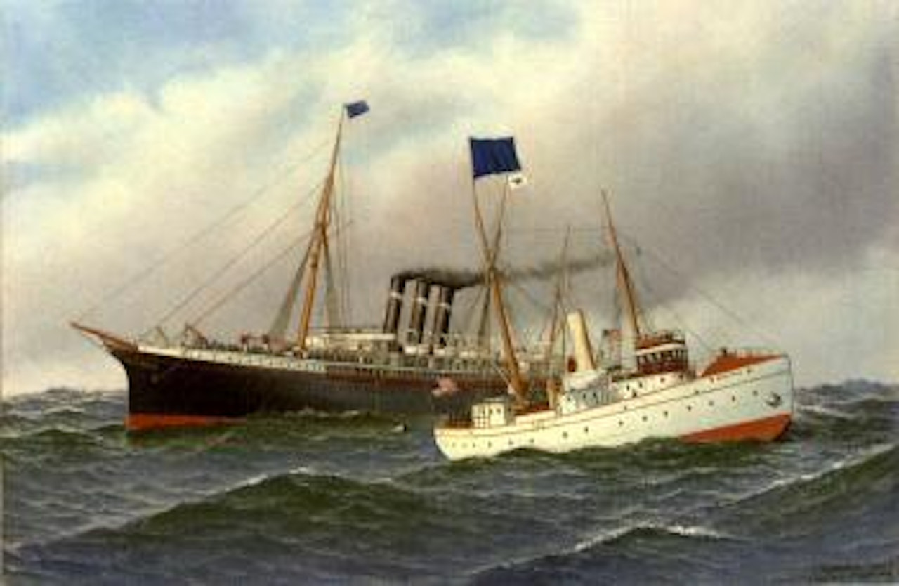 Steam ship New York taking on her pilot by Antonio Jacobsen