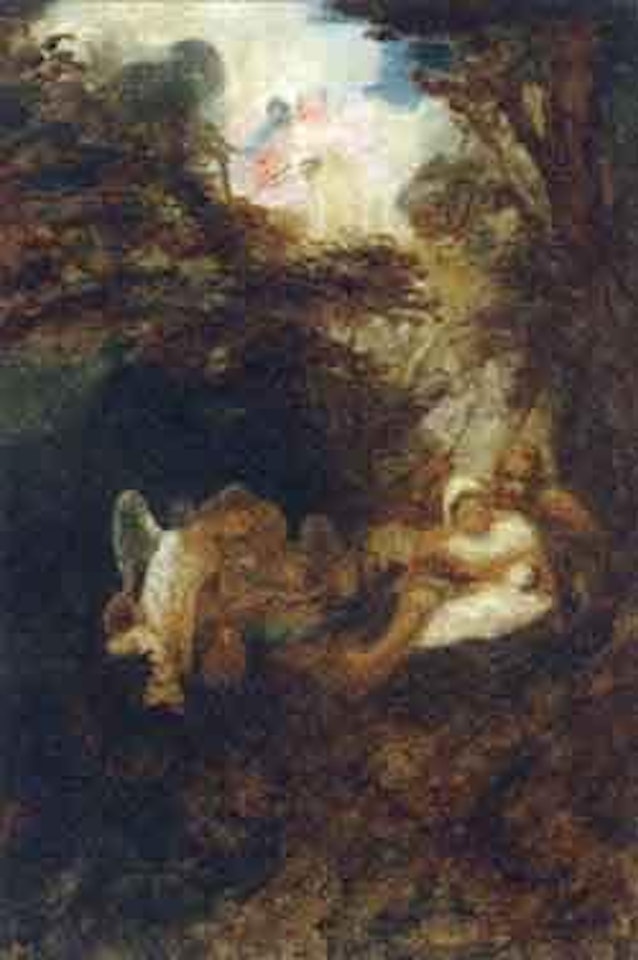 Rest on the flight into Egypt by Adolphe Monticelli