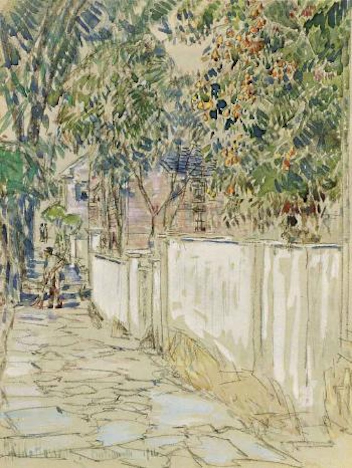 Flagstone sidewalk, Portsmouth, New Hampshire by Childe Hassam