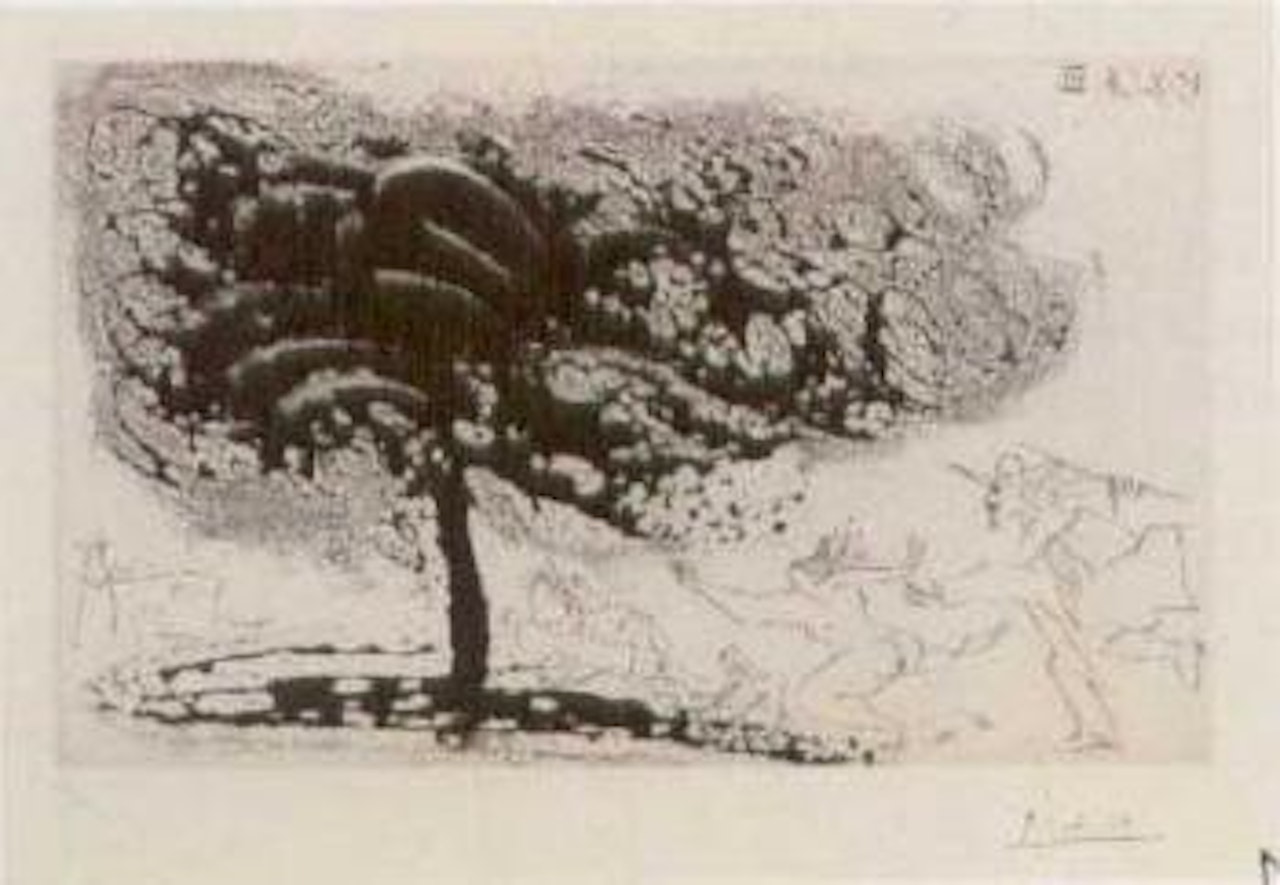 Arbre dans la tempete avec fruits vers une eglise by Pablo Picasso