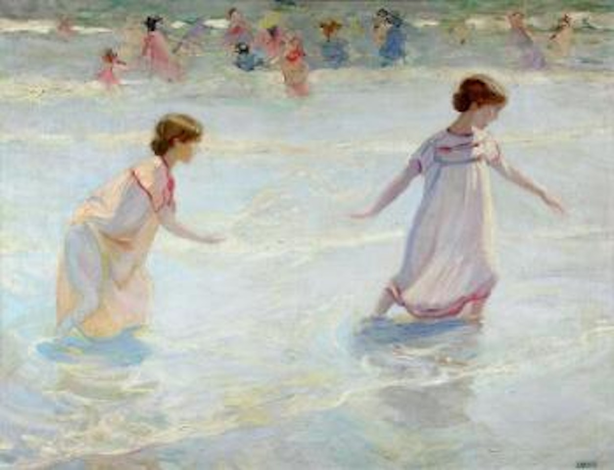 Children on the beach by Ernesto Valls