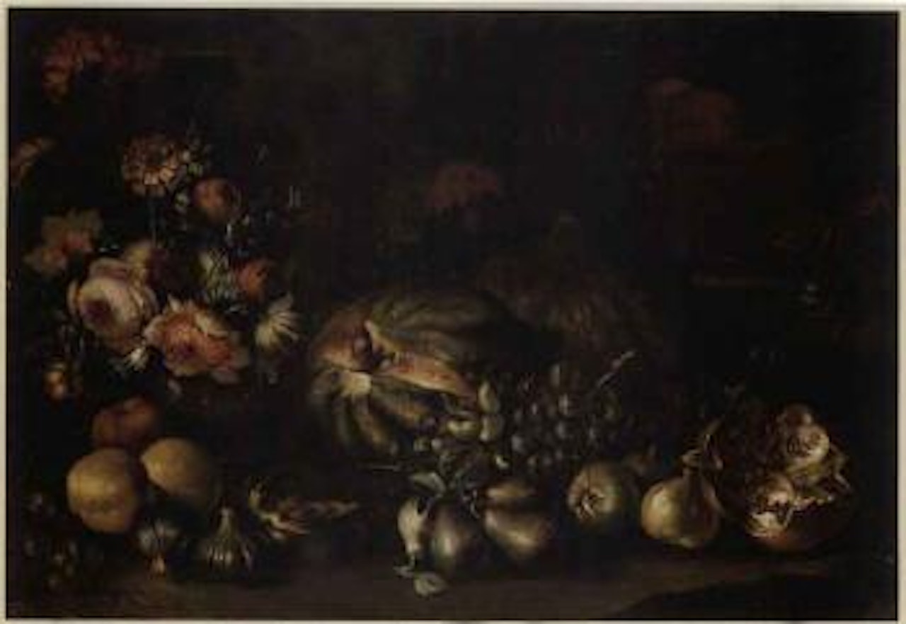 Still life with grapes. Still life with melon by Abraham Brueghel