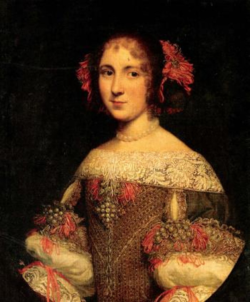 Portrait of young lady with pink ribbons in her hair by Pier Francesco Cittadini