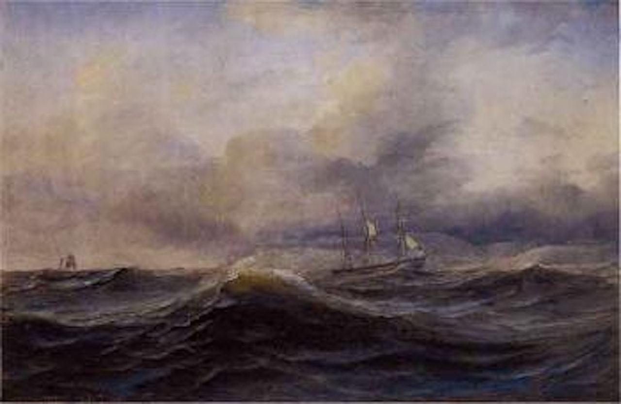 Three master in a storm by Anton Melbye