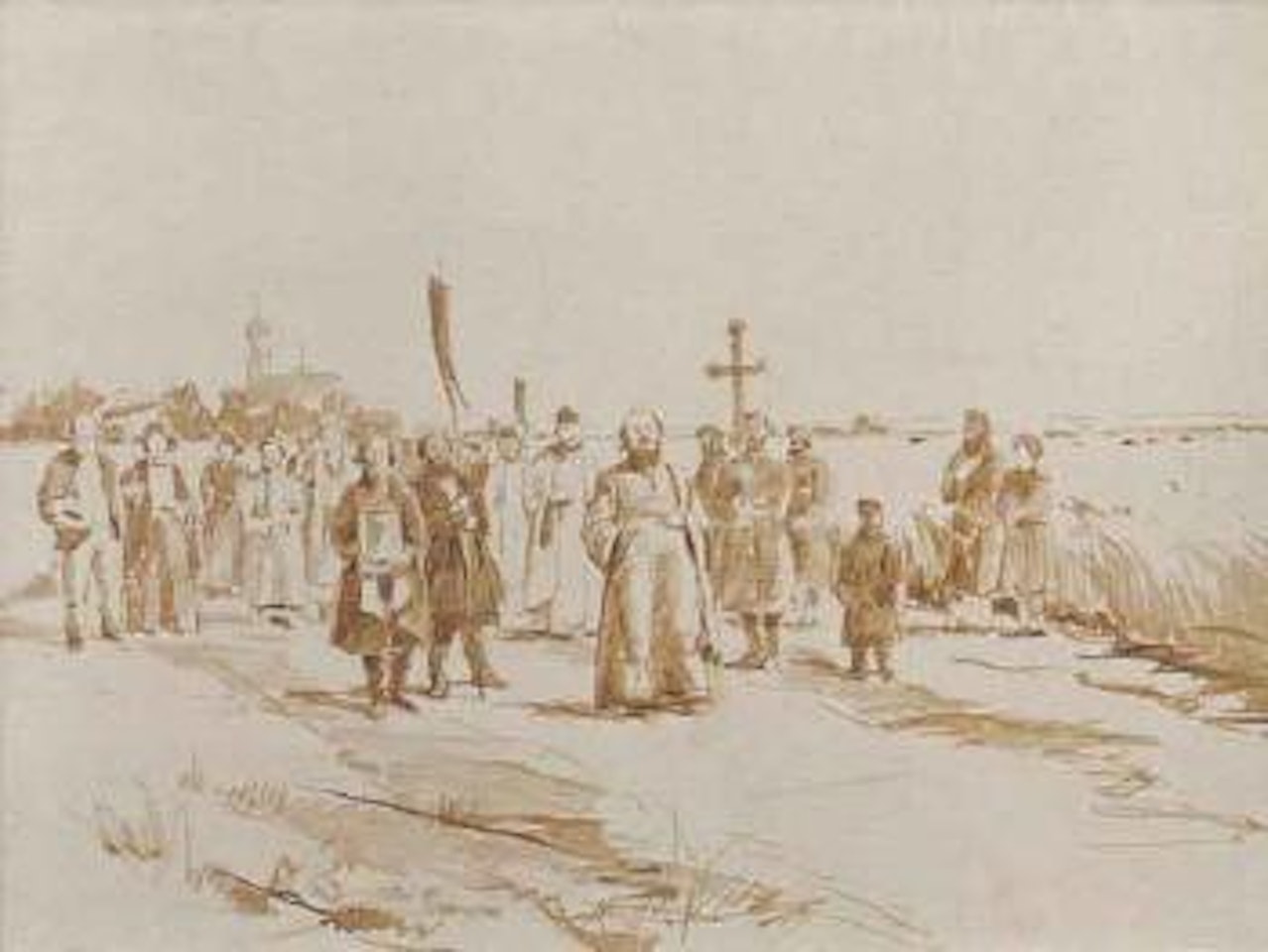 Procession on country track by Ilya Yefimovich Repin