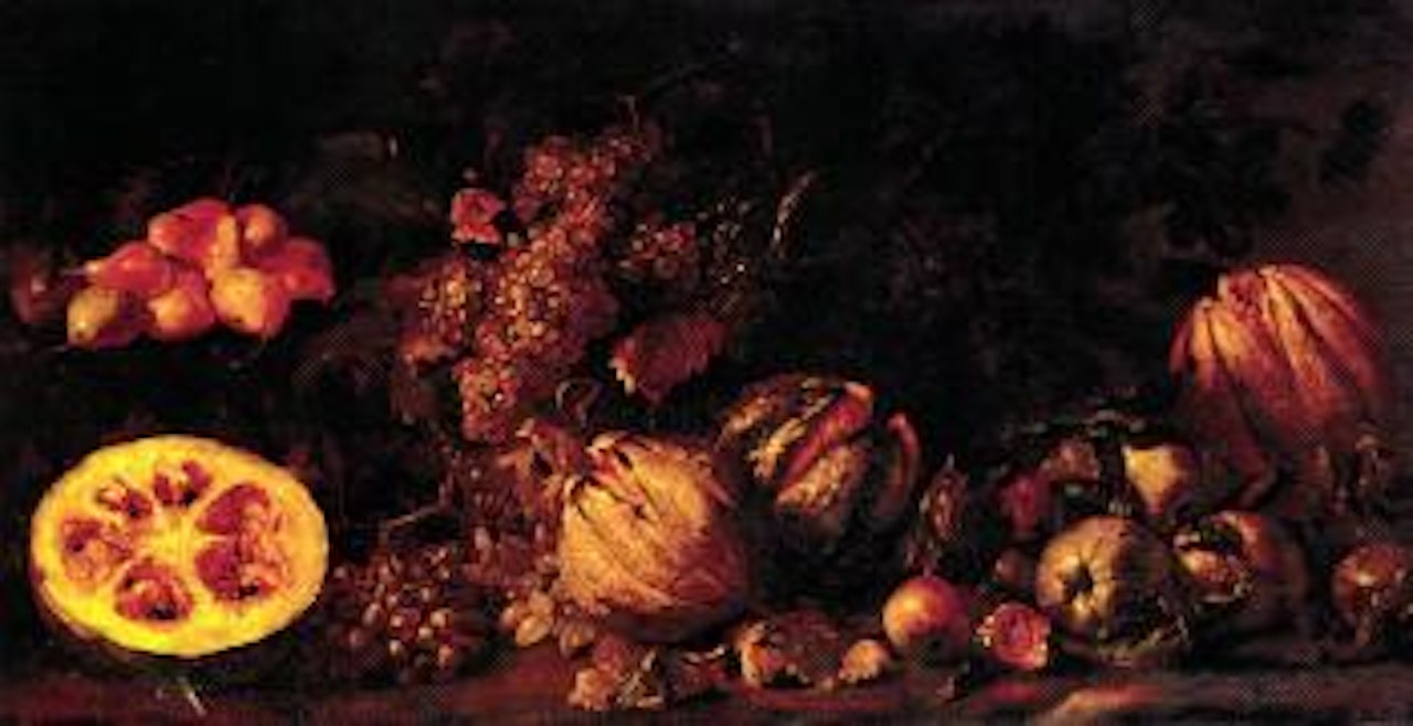 Still life with melons, pears, grapes and pomegranates by Roman School