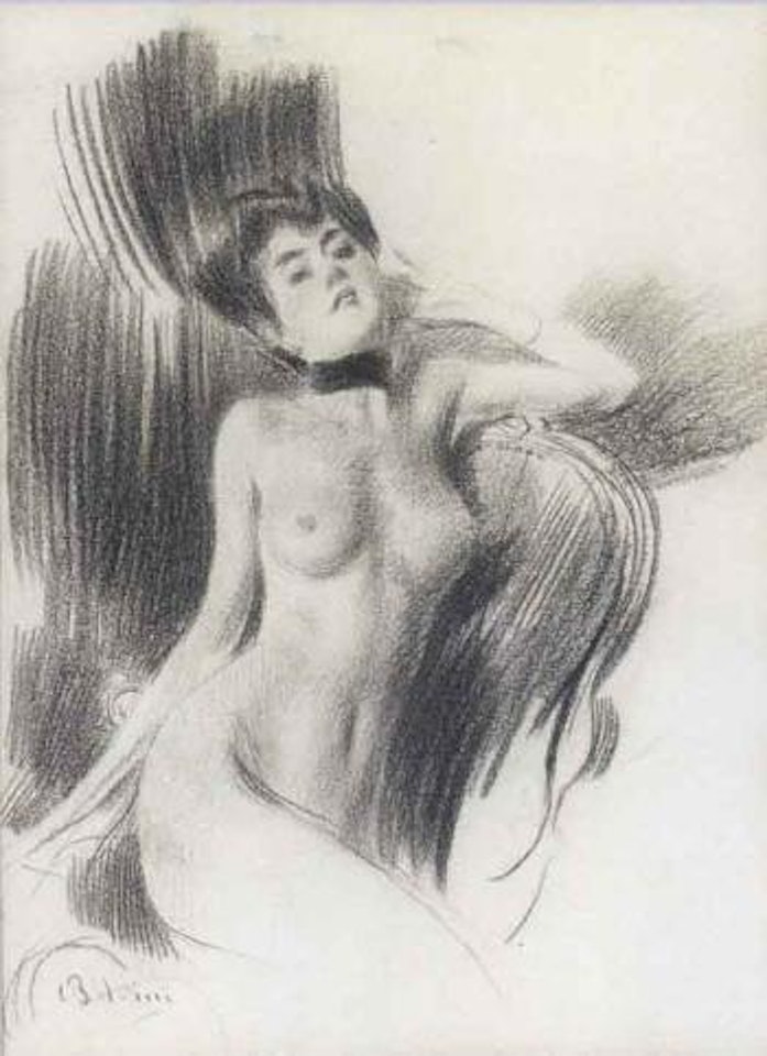 Seated female nude by Giovanni Boldini