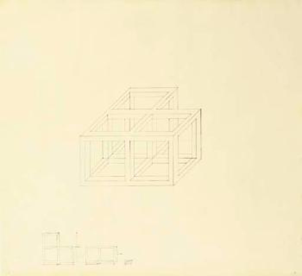 Working drawing for three cubes by Sol LeWitt