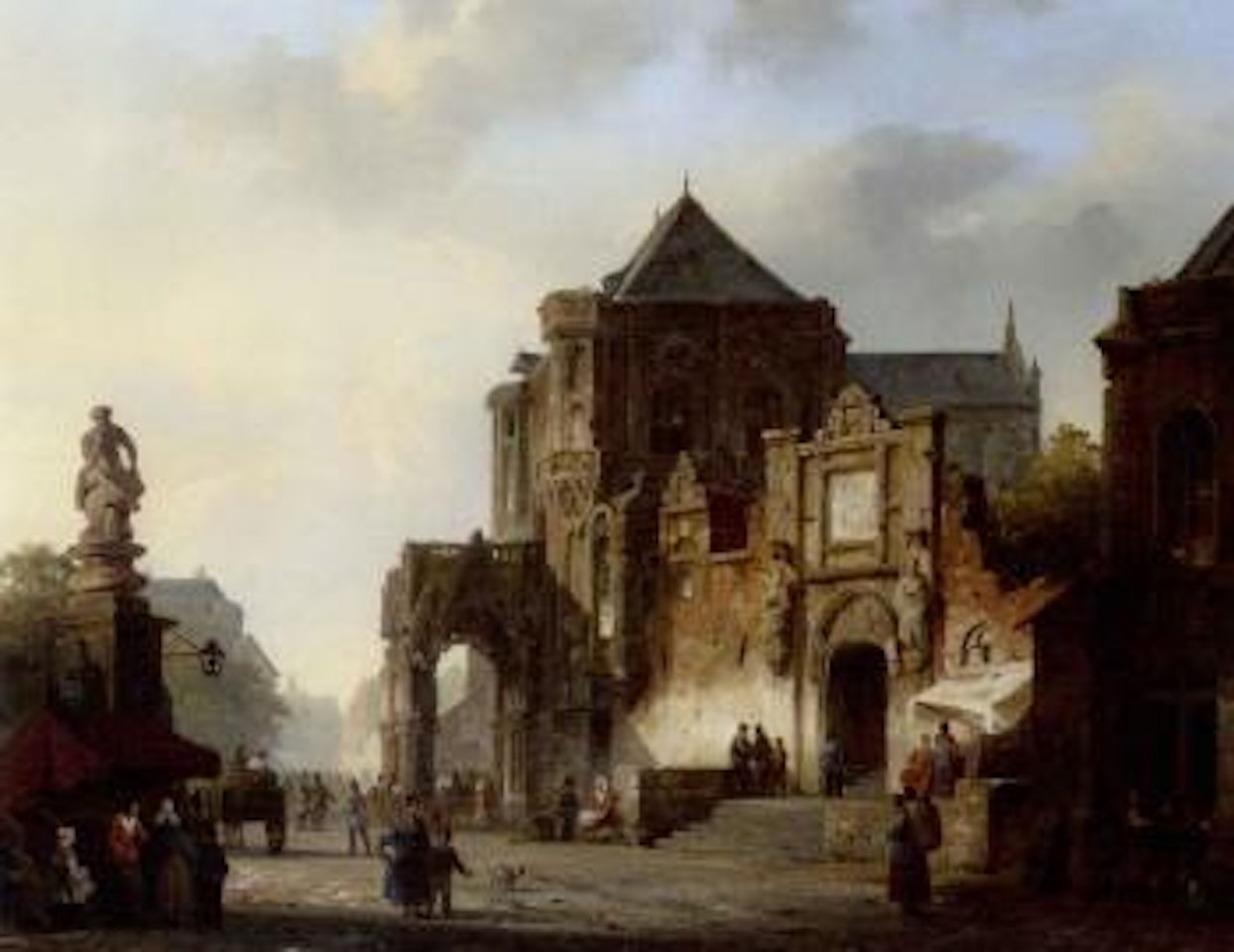 Market square in German town by Cornelis Springer