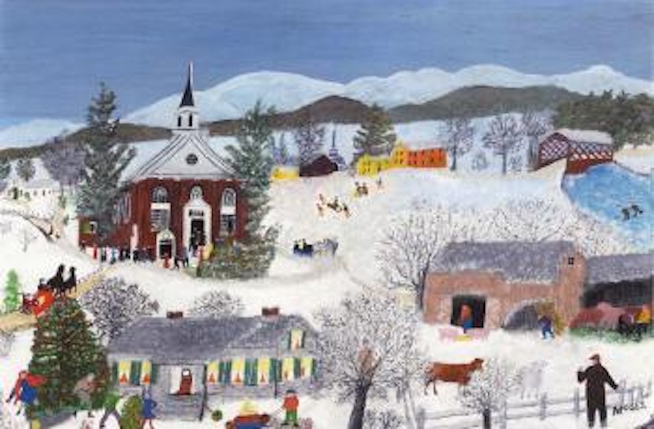 December, going to church by Grandma Moses