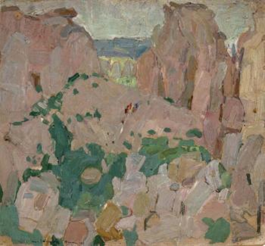 Small group of travellers, Acoma by Leon Gaspard