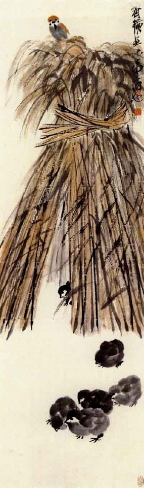 Sparrow and chicks by Qi Baishi