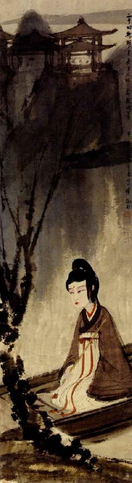 Lady with a flute by Fu Baoshi
