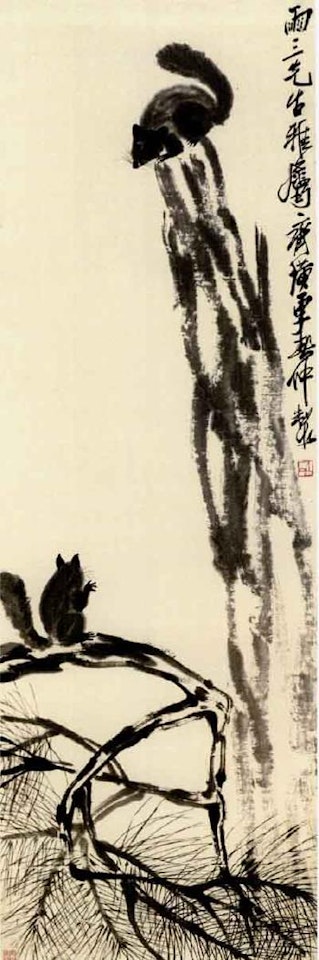 Squirrels on a pine tree by Qi Baishi