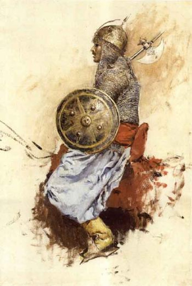 Man in armour by Edwin Lord Weeks