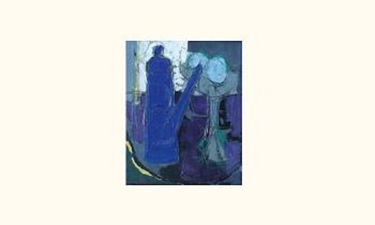 Theiere bleu et coupe a fruits by Claude Venard