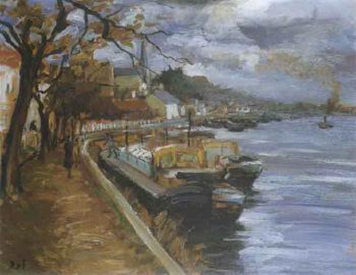 Peniches en bord de Seine by Marcel Dyf