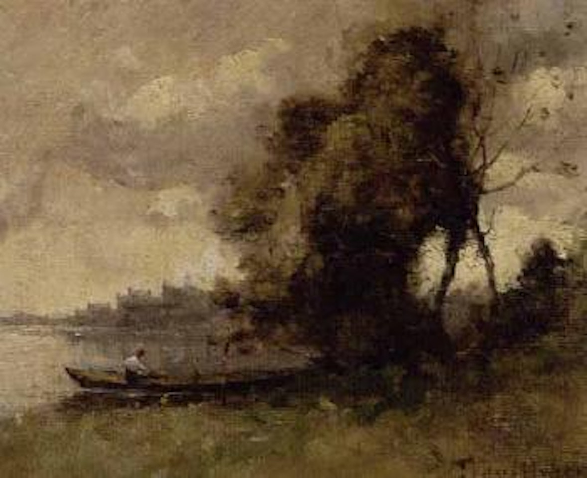 Barque sur le lac by Paul Désiré Trouillebert