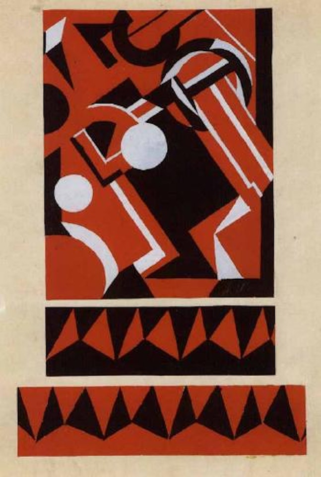 Composition cubiste rouge, noire et bleue by Alexandra Exter