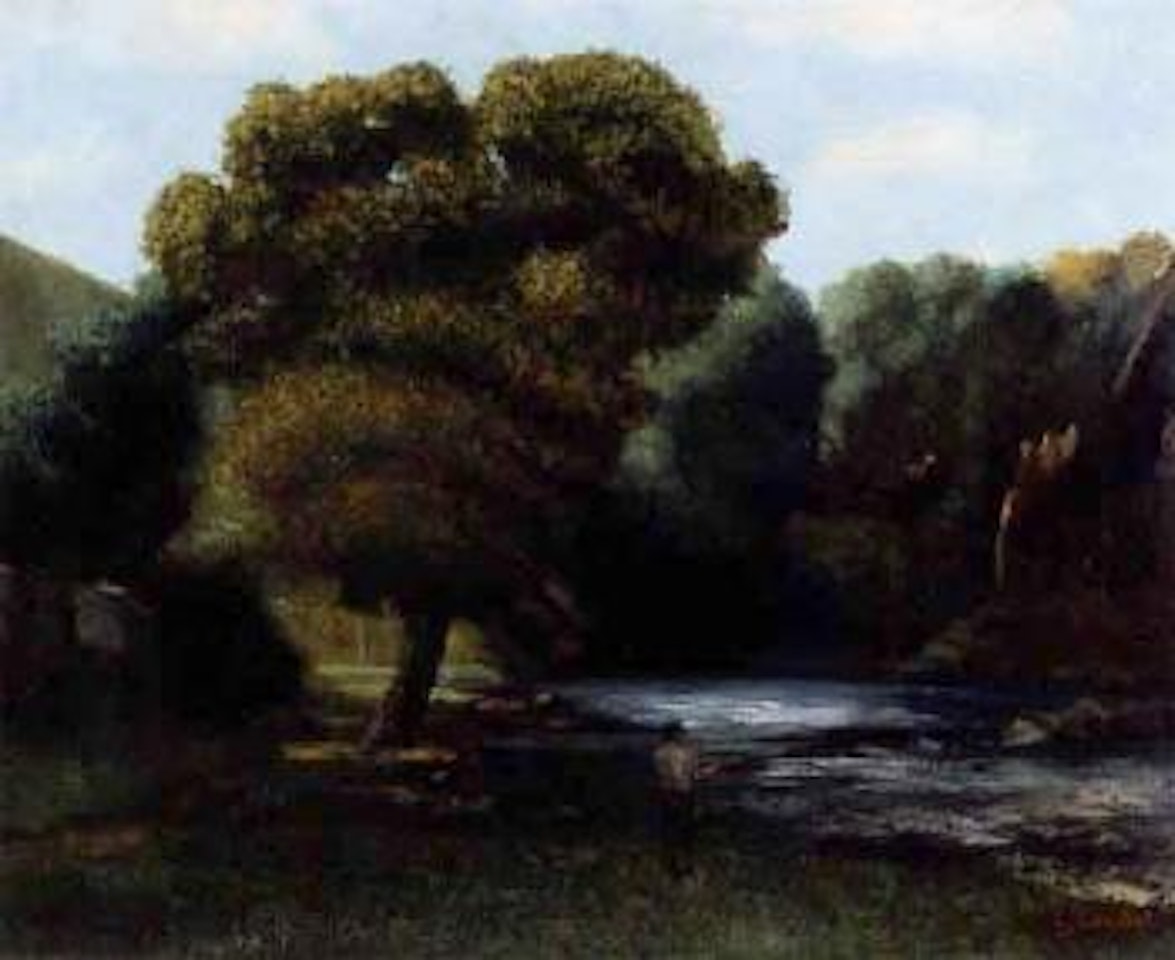 Paysage avec un pecheur by Gustave Courbet