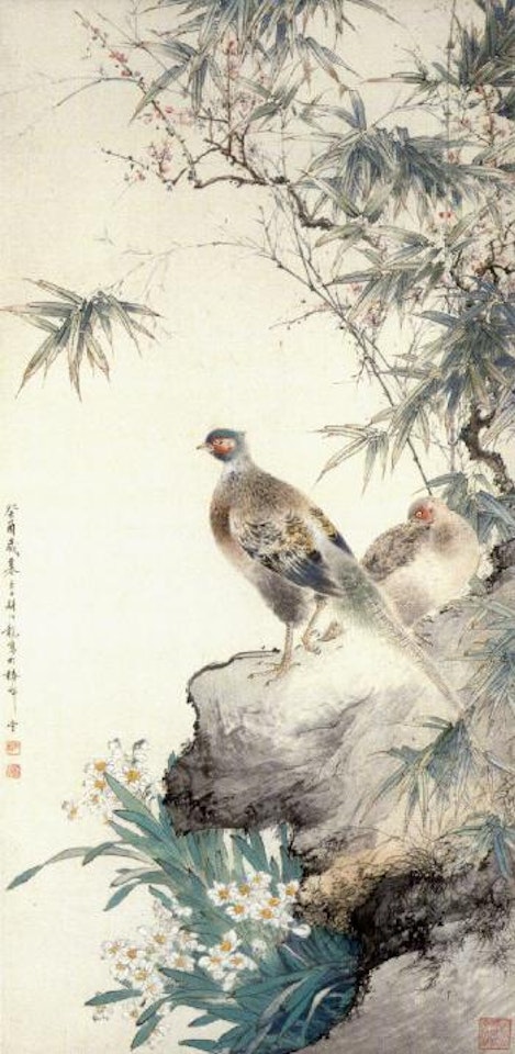 Flowers and pheasants by Yan Bolong