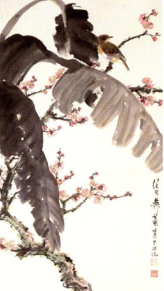 Bird and flowers by Xie Zhiliu