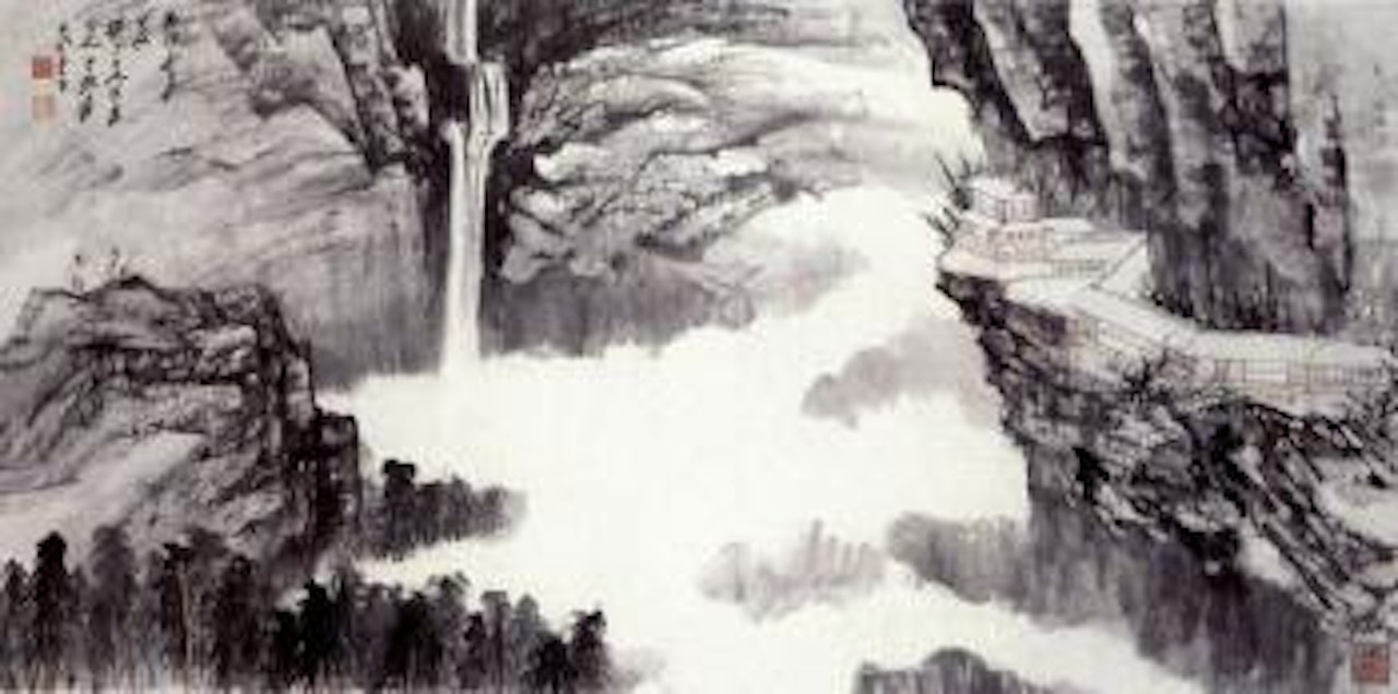 Thundering falls by Zhang Daqian